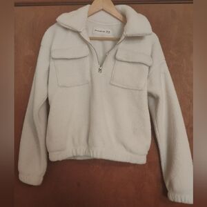 Abercrombie Kids Cream Fleece Zip-Up Pullover